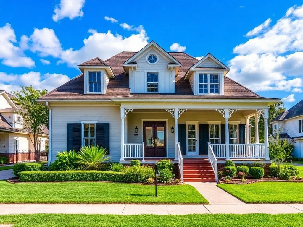 House exterior after editing with blue sky and green lawn